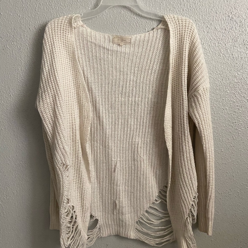 White Distressed Cardigan